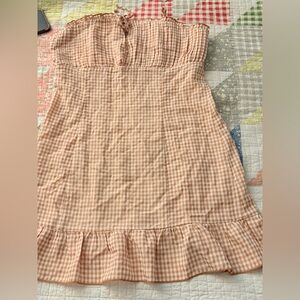 La Hearts Peach and White Checkered Dress